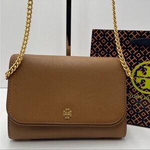 💙 New TORY BURCH Emerson Chain
Crossbody Brown Bag